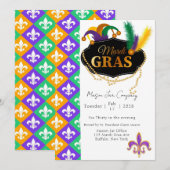 Mardi Grass Fleur de Lis Company Party Uitnodiging (Voorkant / Achterkant)