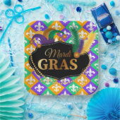 Mardi Grass Fleur de Lis Papieren Bordje (Feest)