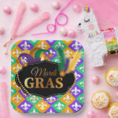 Mardi Grass Fleur de Lis Papieren Bordje (Feest)