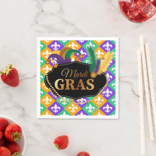 Mardi Grass Fleur de Lis Servet (Insitu)