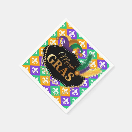 Mardi Grass Fleur de Lis Servet (Hoek)