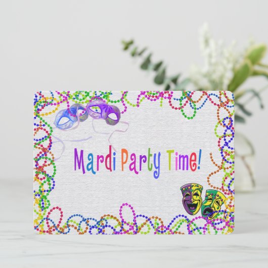 Mardi Grass Party Uitnodigen Kaart (Staand voorkant)