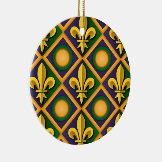 Mardi grass pattern with golden fleur-de-lis keramisch ornament (Rechts)