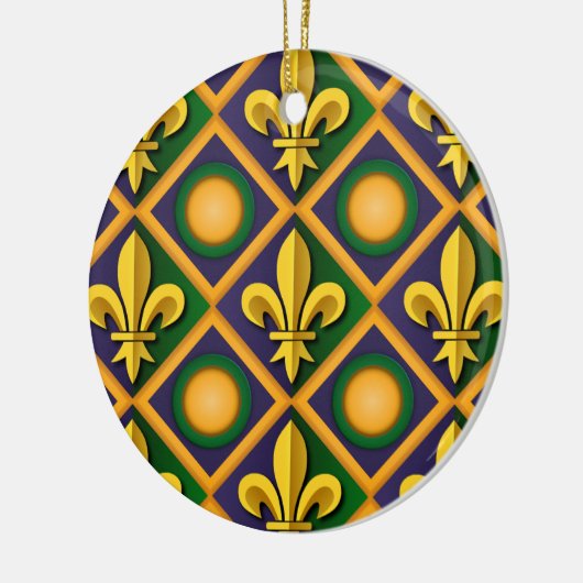 Mardi grass pattern with golden fleur-de-lis keramisch ornament (Links)