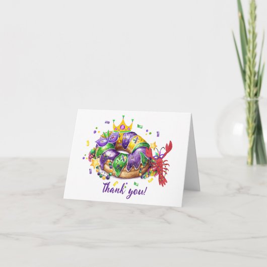 Mardi Grass Queen Girl Folded Thank You Card Bedankkaart (Voorkant)