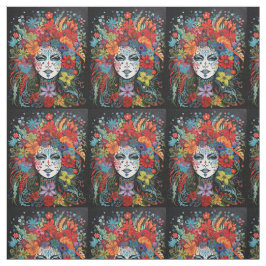 Mardi Grass Vrouw in Masker met Hoofdtooi Kleurrij Stof