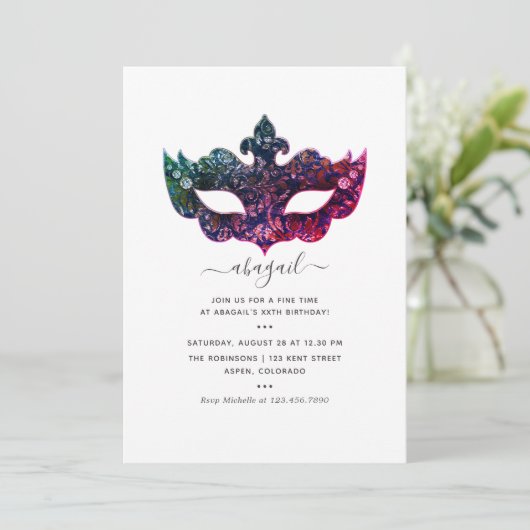 Mardi GrasTropical Birthday Party Invitation Kaart (Staand voorkant)