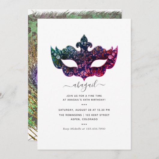 Mardi GrasTropical Birthday Party Invitation Kaart (Voorkant / Achterkant)