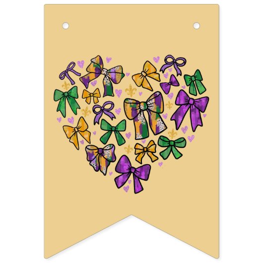 Mardi GrasYellow Groene Paarse bunting banner (Tweede vlag)