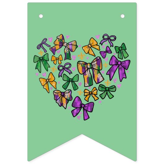 Mardi GrasYellow Groene Paarse bunting banner (Derde vlag)
