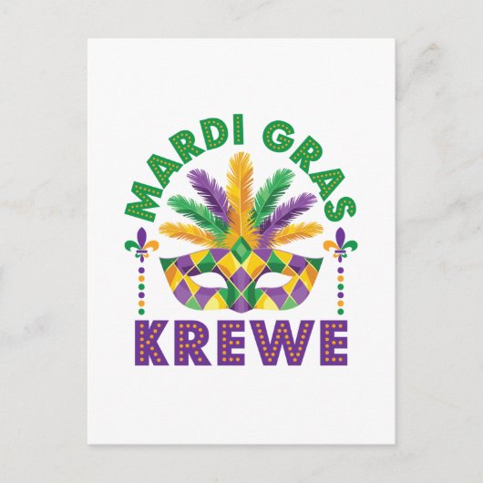 Mardi Graw Krewe Parade Party Festival Briefkaart (Voorkant)
