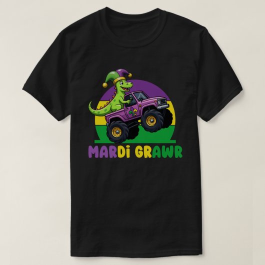 Mardi Grawr Monster Truck Dinosaur Mardi Gras T-shirt (Design voorkant)