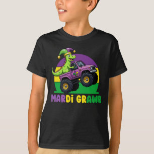 Mardi Grawr Monster Truck Dinosaur Mardi Gras T-shirt
