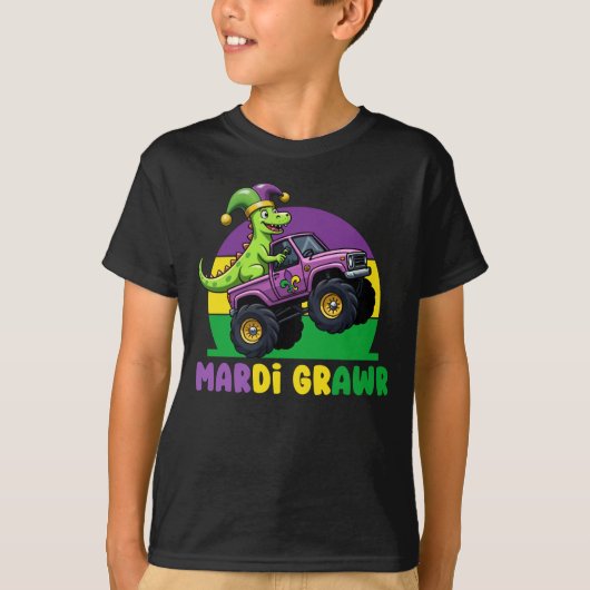 Mardi Grawr Monster Truck Dinosaur Mardi Gras T-shirt (Voorkant)