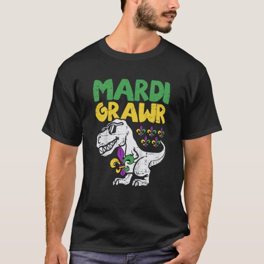 Mardi Grawr Rex Dino Peuter Jongens Mardi Gras Jon T-shirt (Voorkant)