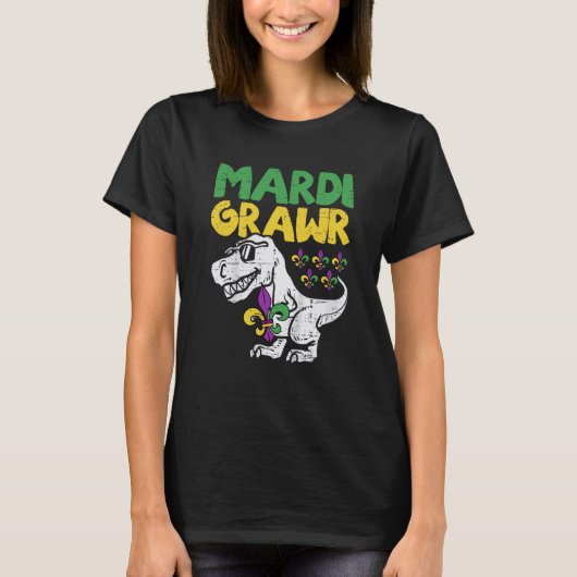 Mardi Grawr Rex Dino Toddler Kids Mardi Gras Boys T-shirt (Voorkant)