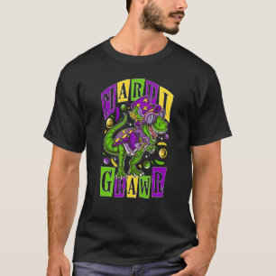 Mardi Grawr Rex Dinosaur Beads Festival T-shirt