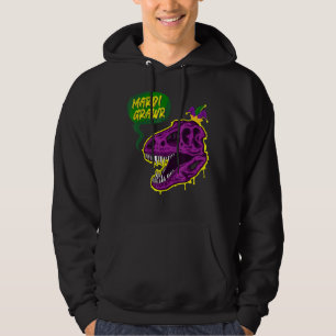 Mardi Grawr T Rex Dino Funny Mardi Gras Carnival C Hoodie