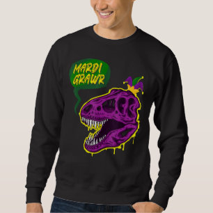 Mardi Grawr T Rex Dino Funny Mardi Gras Carnival C Trui