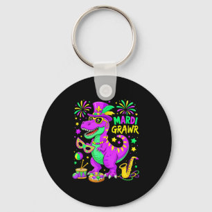 Mardi Grawr T-rex Dino Mardi Gras Dinosaurus Krale Sleutelhanger