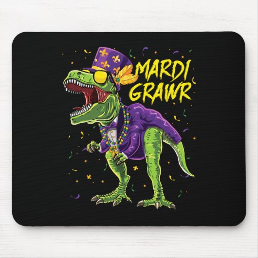 Mardi Grawr T-rex Dinosaur Dino Mardi Gras Kinder  Muismat (Voorkant)