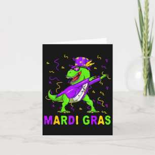 Mardi Grawr T Rex Dinosaur Mardi Gras Bead Costume Kaart
