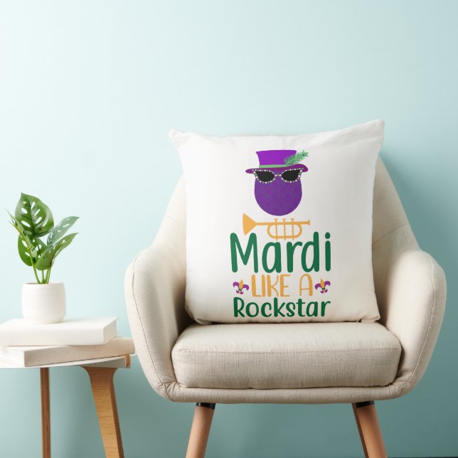 Mardi Like A Rockstar Typografie Worp Kussen (Stoel)
