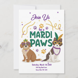 Mardi Paws Schattige Mardi Gras Pups Feestdagenkaart