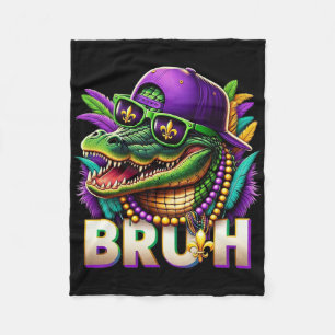 Mardigator Alligator Bruh Mardi Gras Kostuum Tiene Fleece Deken