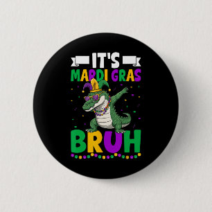 Mardigator Alligator Bruh Mardi Gras Kostuum Tiene Ronde Button 5,7 Cm