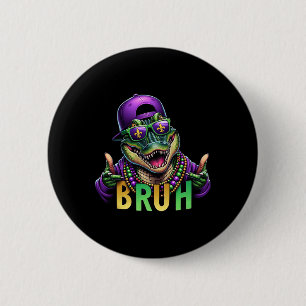 Mardigator Alligator Bruh Mardi Gras Kostuum Tiene Ronde Button 5,7 Cm