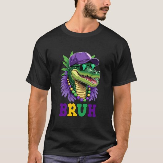 Mardigator Alligator Bruh Mardi Gras Party Outfit T-shirt (Voorkant)