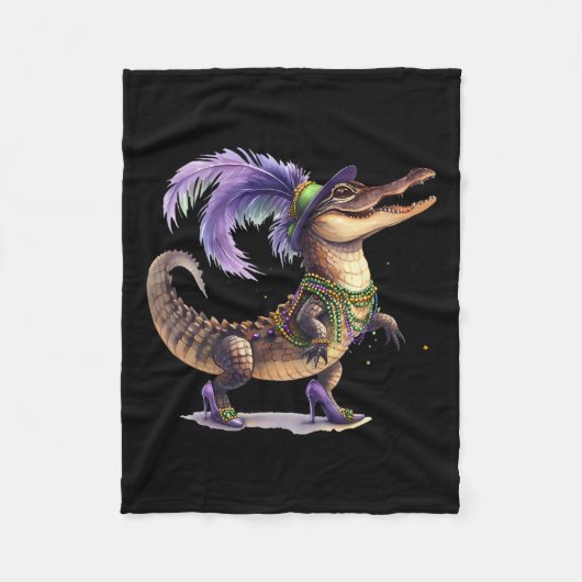 Mardigator Alligator Carnaval Kostuum Mannen Vrouw Fleece Deken (Voorkant)