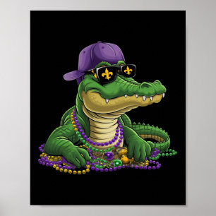 Mardigator Mardi Gras Alligator Kostuum Mannen Vro Poster
