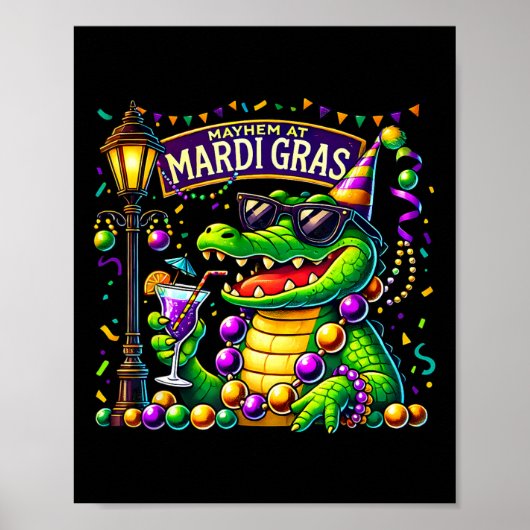 Mardigator Mardi Gras Alligator Kostuum Mannen Vro Poster (Voorkant)