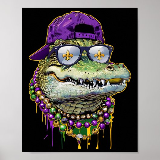 Mardigator Mardi Gras Alligator Kostuum Mannen Vro Poster (Voorkant)