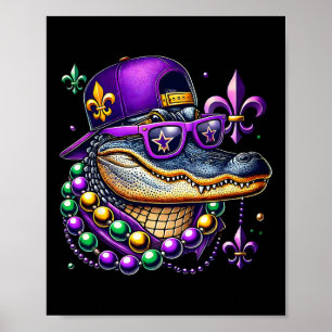Mardigator Mardi Gras Alligator Kostuum Mannen Vro Poster