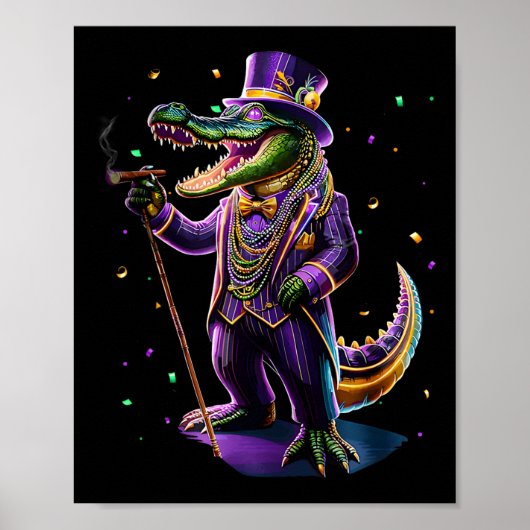 Mardigator Mardi Gras Alligator Kostuum Mannen Vro Poster (Voorkant)