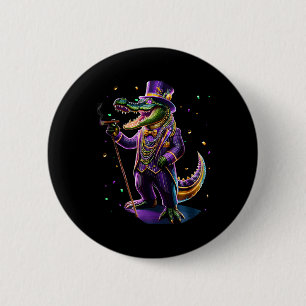 Mardigator Mardi Gras Alligator Kostuum Mannen Vro Ronde Button 5,7 Cm