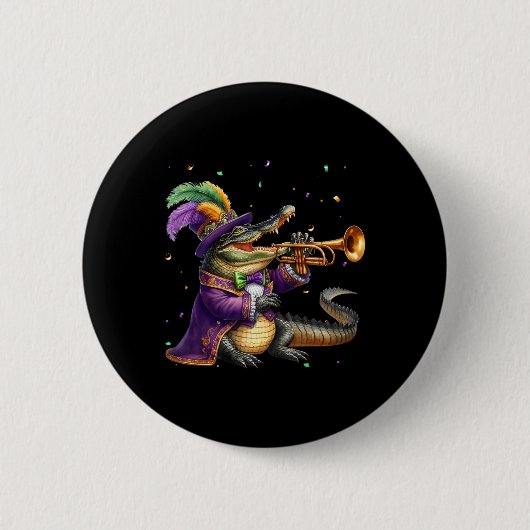 Mardigator Mardi Gras Alligator Kostuum Mannen Vro Ronde Button 5,7 Cm (Voorkant)