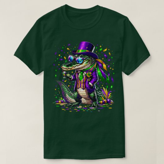 Mardigator Mardi Gras Alligator Kostuum Mannen Vro T-shirt (Design voorkant)