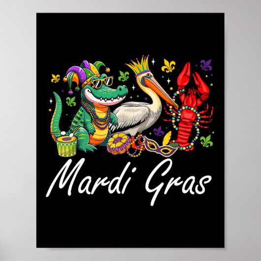 Mardigator Mardi Gras Alligator Mannen Vrouwen Mar Poster (Voorkant)