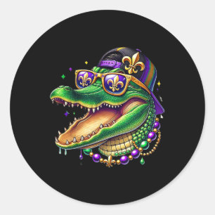 Mardigator Mardi Gras Alligator Mardi Gras Carniva Ronde Sticker