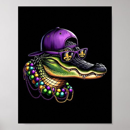 Mardigator Mardi Gras Kostuum Alligator Carnaval B Poster (Voorkant)