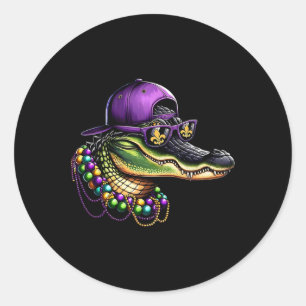 Mardigator Mardi Gras Kostuum Alligator Carnaval B Ronde Sticker