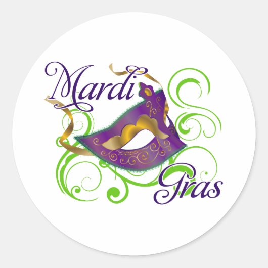 MardiGras Ronde Sticker (Voorkant)