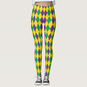 Mardis Gras Harlequin Diamonds Carnival Leggings