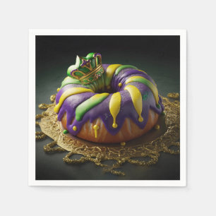 Mardis Gras King Cake met kroon Servet