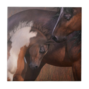 Mare and Foal Art Tile Tegeltje