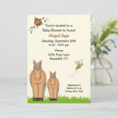 Mare and Foal Baby shower uitnodiging voor meisjes (Staand voorkant)